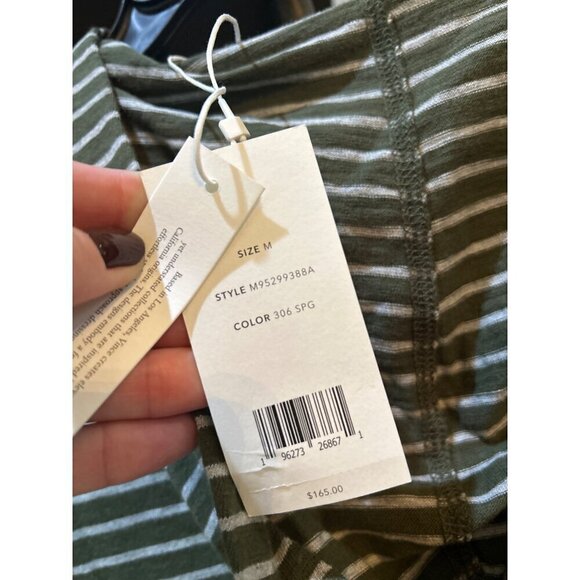 Vince Stripe Slub Long Sleeve Hooded T-Shirt Striped Pattern Green Mens Size Med - Picture 6 of 6